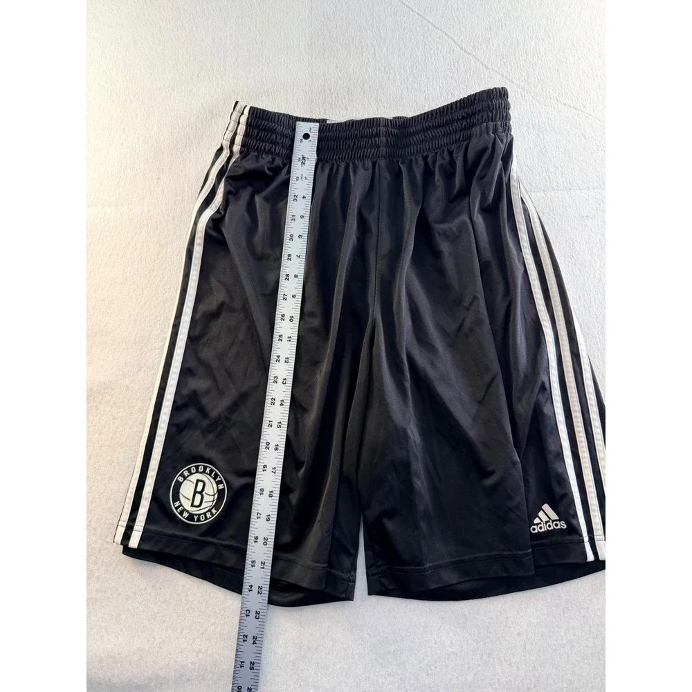 Adidas Brooklyn Nets Basketball Shorts Black White Striped Mens Large Climalite